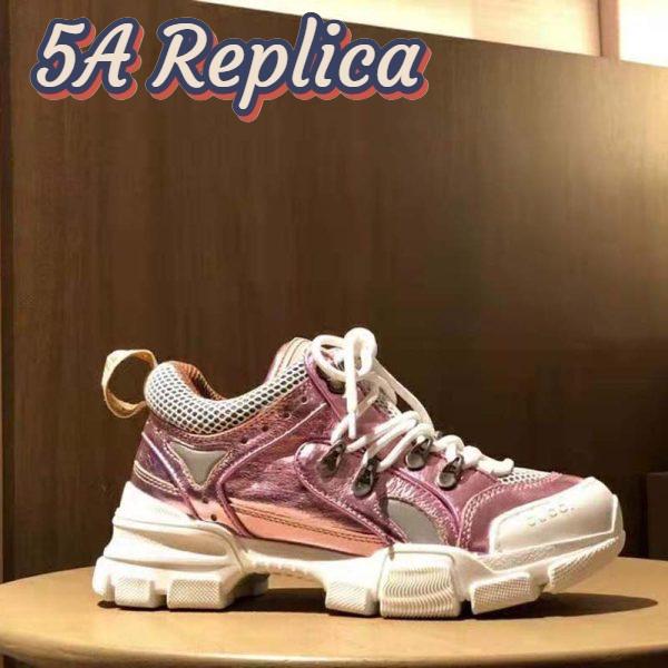 Replica Gucci Unisex Flashtrek Sneaker with Removable Crystals in Pink Metallic Leather 5.6 cm Heel 7