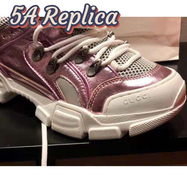Replica Gucci Unisex Flashtrek Sneaker with Removable Crystals in Pink Metallic Leather 5.6 cm Heel 11