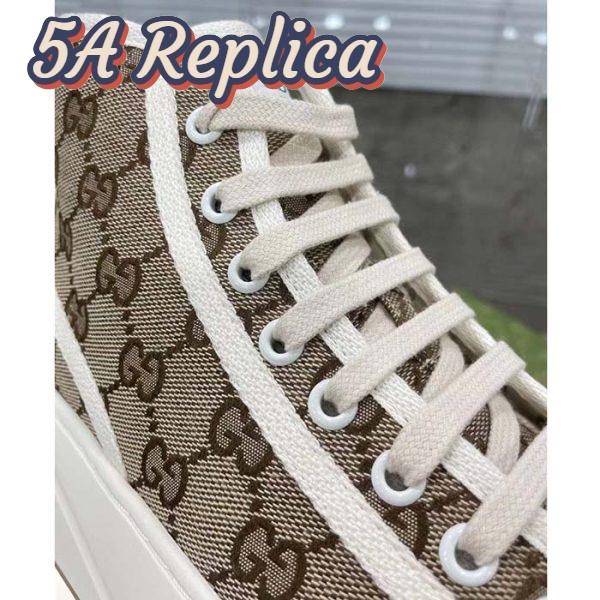 Replica Gucci Unisex GG High Top Sneaker Beige Ebony Original GG Canvas Flat Interlocking G 4