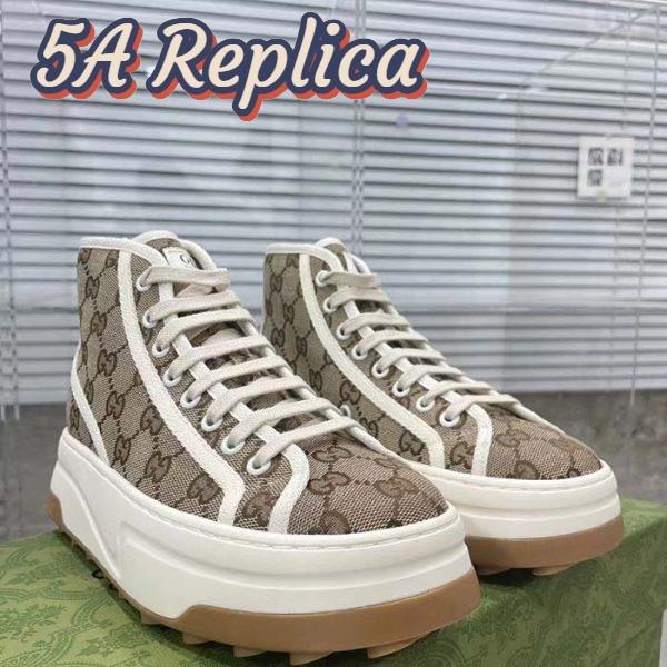 Replica Gucci Unisex GG High Top Sneaker Beige Ebony Original GG Canvas Flat Interlocking G 7