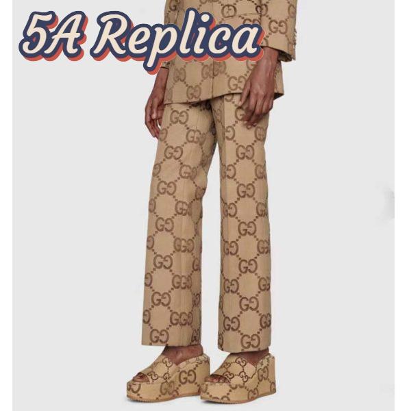 Replica Gucci Women Platform Slide Sandal Camel Ebony Maxi GG Canvas High Heel 10 Cm 11
