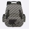 Replica Dior CD Unisex Maxi Gallop Backpack Beige Black Dior Oblique Jacquard Black Grained Calfskin