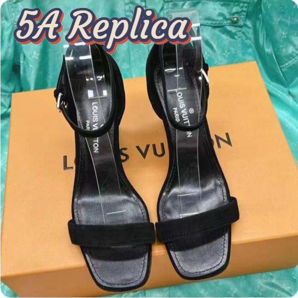 Replica Louis Vuitton LV Women Appeal Wedge Sandal Black Suede Baby Goat Leather Strass 5