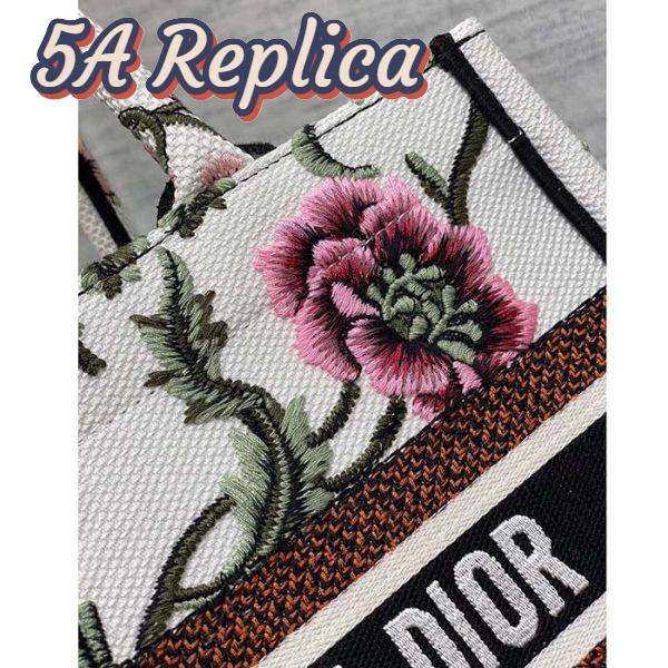 Replica Dior Women CD Medium Book Tote White Multicolor Dior Petites Fleurs Embroidery 9