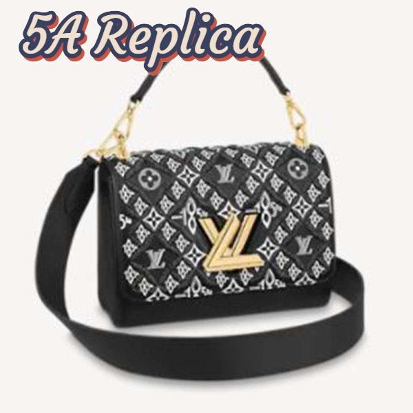 Replica Louis Vuitton LV Women Since 1854 Twist MM Handbag Gray Embroidered Calfskin