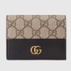 Replica Gucci Unisex GG Marmont Card Case Wallet Black Double G Beige Ebony Supreme Canvas