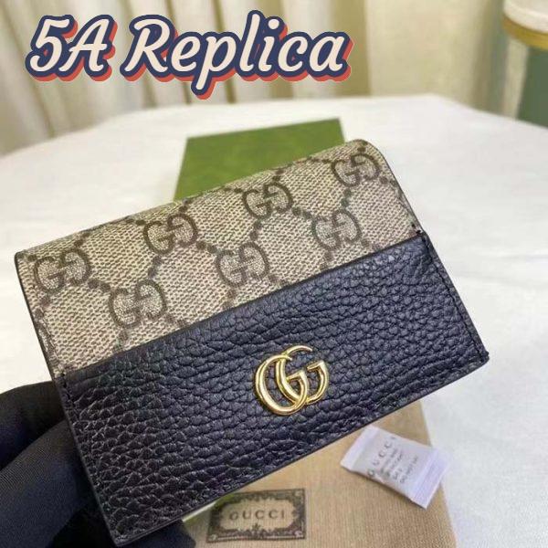 Replica Gucci Unisex GG Marmont Card Case Wallet Black Double G Beige Ebony Supreme Canvas 4