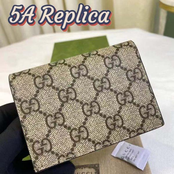 Replica Gucci Unisex GG Marmont Card Case Wallet Black Double G Beige Ebony Supreme Canvas 5