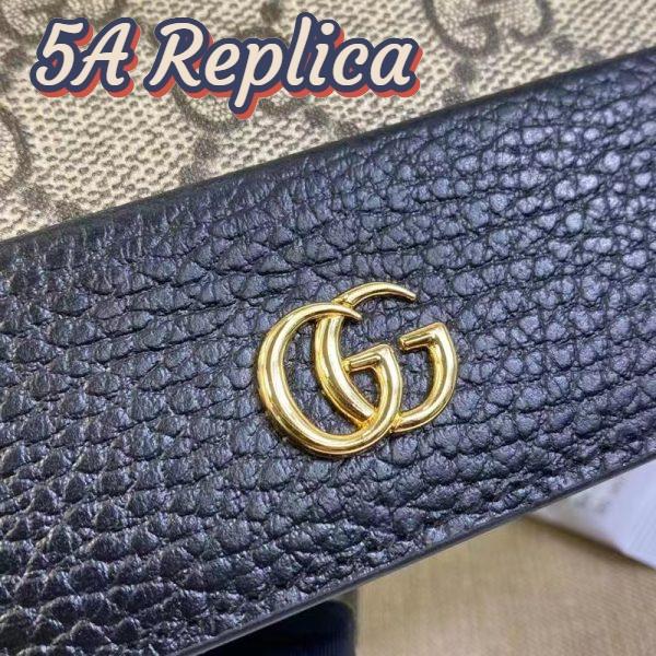 Replica Gucci Unisex GG Marmont Card Case Wallet Black Double G Beige Ebony Supreme Canvas 10