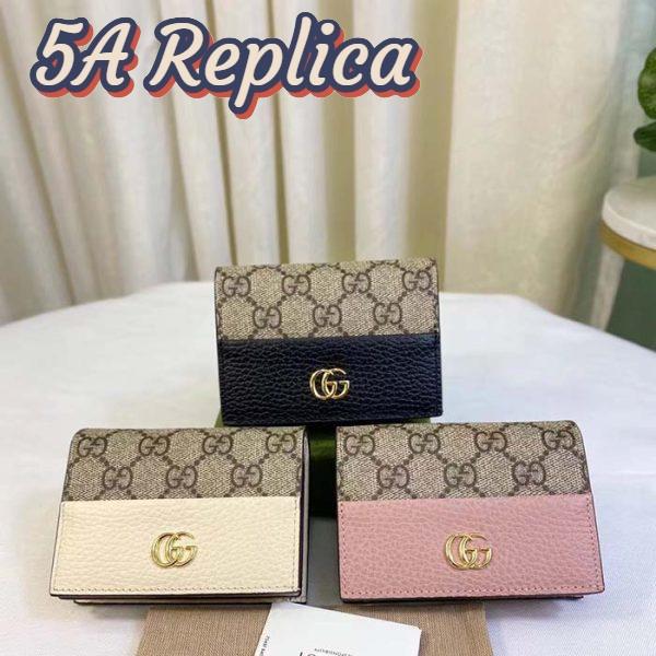 Replica Gucci Unisex GG Marmont Card Case Wallet Black Double G Beige Ebony Supreme Canvas 12