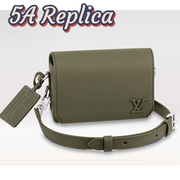 Replica Louis Vuitton Unisex Fastline Wearable Wallet Khaki Green Cowhide Leather