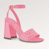 Replica Louis Vuitton LV Women Shake Sandal Pink Patent Calf Leather 9.5 Cm Heel