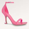 Replica Louis Vuitton LV Women Sparkle Sandal Pink Lambskin Leather Outsole 9.5 Cm Heel