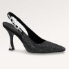 Replica Louis Vuitton LV Women Sparkle Slingback Pump Black Strass Elasticized 9.5 Cm Heel