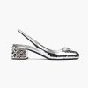 Replica Prada Women Metallic Leather Slingback Pumps in 45mm Heel Height-Silver