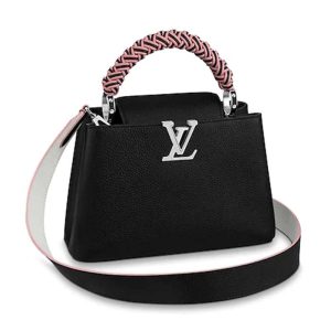 Replica Louis Vuitton LV Women Capucines BB Black Taurillon Leather