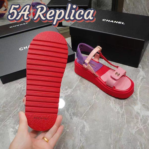 Replica Chanel Women Open Toe Sandal in Calfskin Leather Purple Pink 8