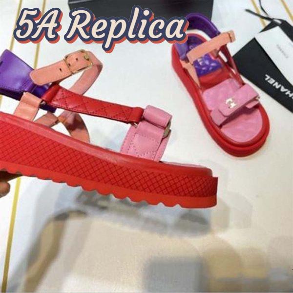 Replica Chanel Women Open Toe Sandal in Calfskin Leather Purple Pink 10
