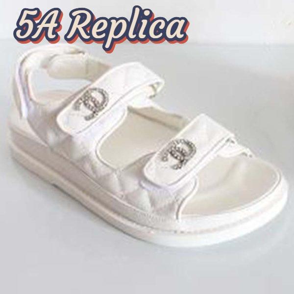 Replica Chanel Women Open Toe Sandal in Calfskin Leather-White 2