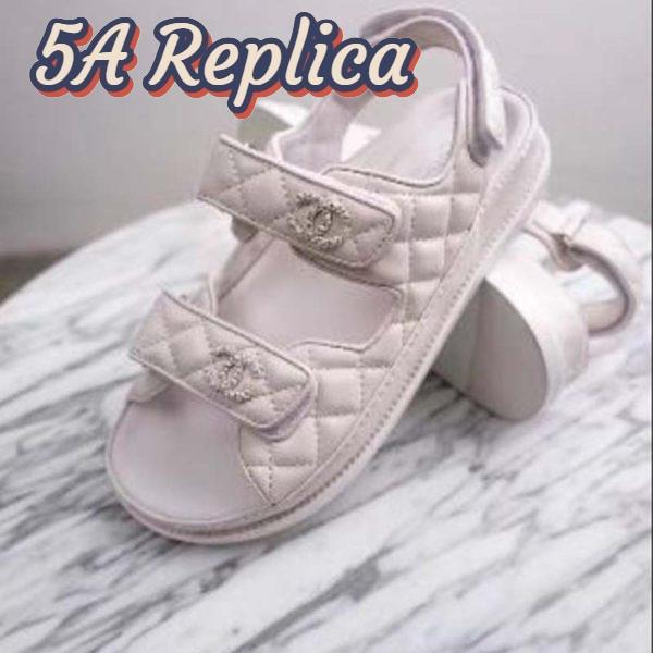 Replica Chanel Women Open Toe Sandal in Calfskin Leather-White 3