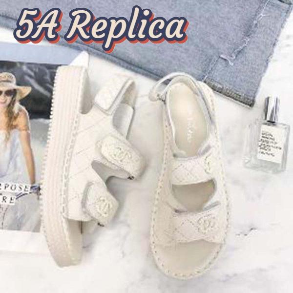 Replica Chanel Women Open Toe Sandal in Calfskin Leather-White 4