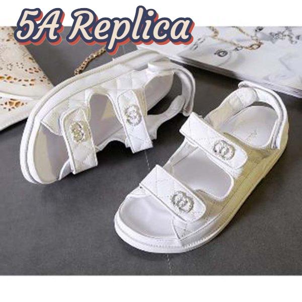 Replica Chanel Women Open Toe Sandal in Calfskin Leather-White 5