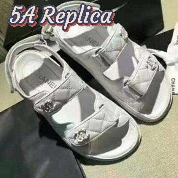 Replica Chanel Women Open Toe Sandal in Calfskin Leather-White 6
