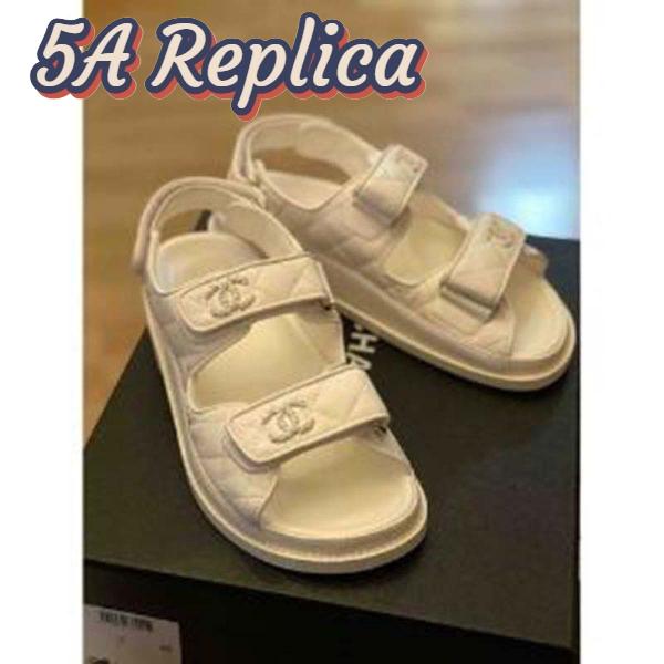 Replica Chanel Women Open Toe Sandal in Calfskin Leather-White 7