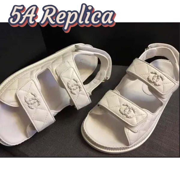 Replica Chanel Women Open Toe Sandal in Calfskin Leather-White 8
