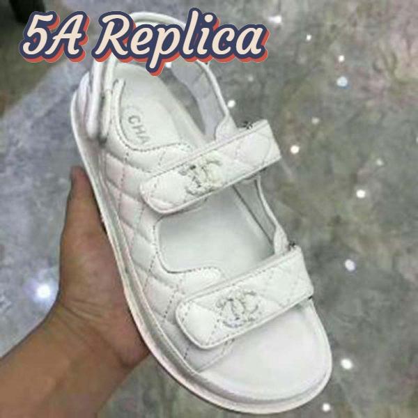 Replica Chanel Women Open Toe Sandal in Calfskin Leather-White 9