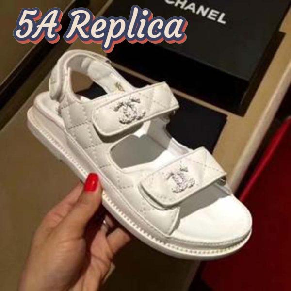 Replica Chanel Women Open Toe Sandal in Calfskin Leather-White 10