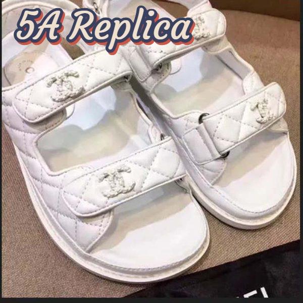 Replica Chanel Women Open Toe Sandal in Calfskin Leather-White 12