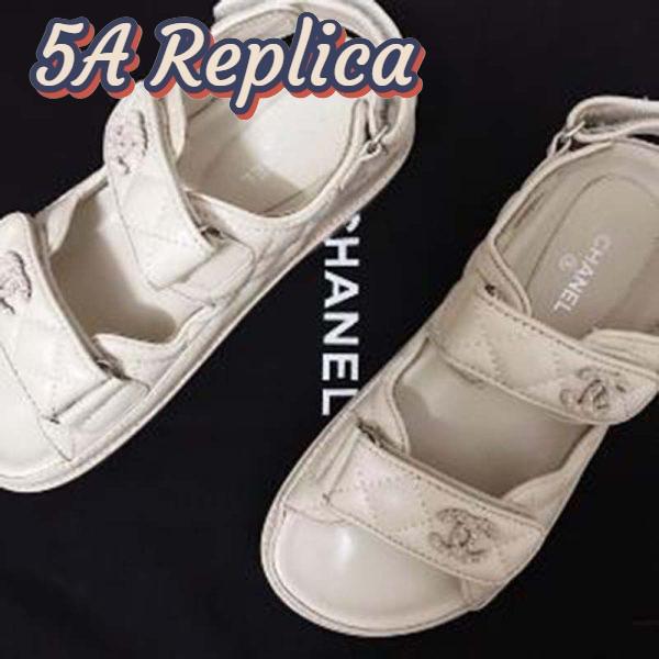 Replica Chanel Women Open Toe Sandal in Calfskin Leather-White 13