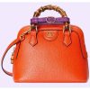 Replica Gucci GG Women Gucci Diana Mini Tote Bag Orange Leather Double G