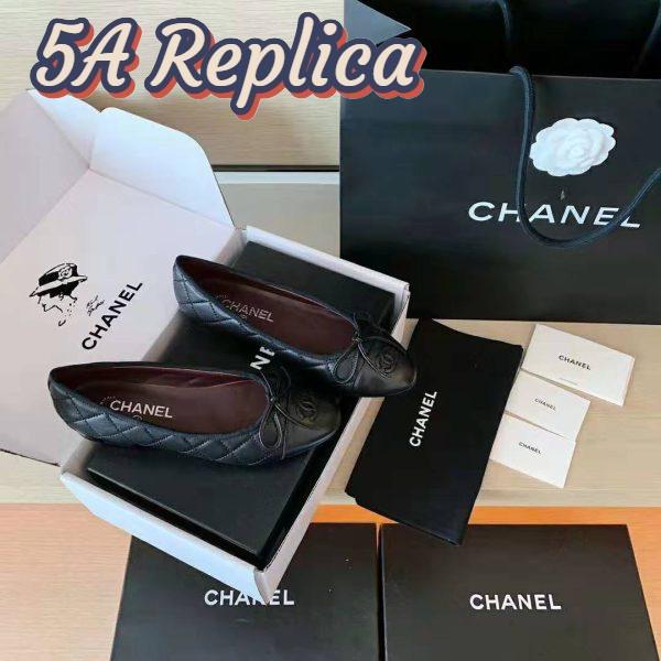 Replica Chanel Women Ballerinas Aged Calfskin Black 1 cm Heel 3