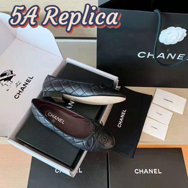 Replica Chanel Women Ballerinas Aged Calfskin Black 1 cm Heel 6