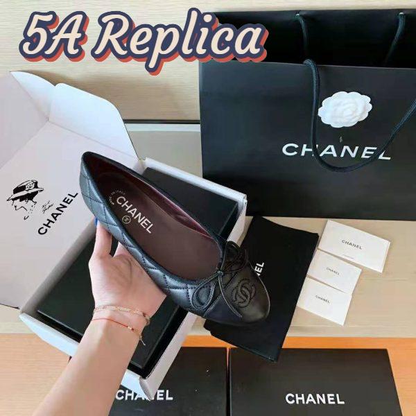 Replica Chanel Women Ballerinas Aged Calfskin Black 1 cm Heel 8