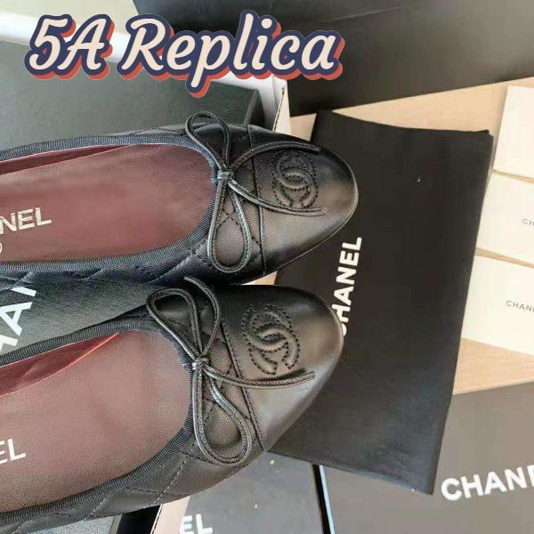 Replica Chanel Women Ballerinas Aged Calfskin Black 1 cm Heel 10