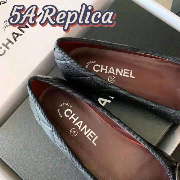 Replica Chanel Women Ballerinas Aged Calfskin Black 1 cm Heel 11