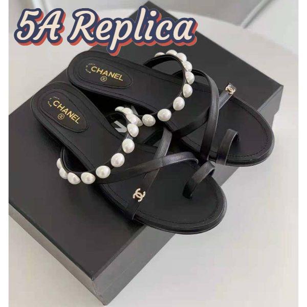 Replica Chanel Women Mules Kid Suede Pearls & Strass Black 1.5 cm Heel 3