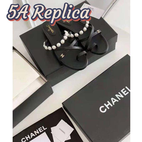 Replica Chanel Women Mules Kid Suede Pearls & Strass Black 1.5 cm Heel 9