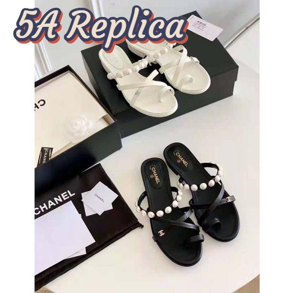 Replica Chanel Women Mules Kid Suede Pearls & Strass Black 1.5 cm Heel 11