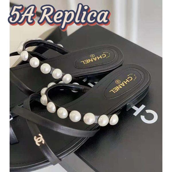 Replica Chanel Women Mules Kid Suede Pearls & Strass Black 1.5 cm Heel 12