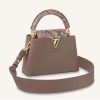 Replica Louis Vuitton LV Women Capucines Mini Handbag Taupe Taurillon Python Leather