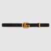 Replica Gucci Unisex GG Suede Belt with Torchon Double G Buckle-Black