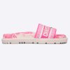 Replica Dior Unisex CD Dway Slide Bright Pink Toile De Jouy Embroidered Cotton