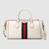 Replica Gucci GG Women Ophidia Medium Top Handle Bag in White Leather