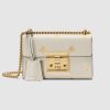 Replica Gucci GG Women Padlock Bee Star Small Shoulder Bag in Leather with Gold Bees and Stars Print
