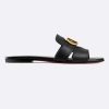 Replica Dior Women CD Sandals 30 Montaigne Slide Black Calfskin Tonal Edge Dye