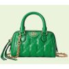 Replica Gucci Women GG Matelassé Leather Top Handle Bag Bright Green Double G